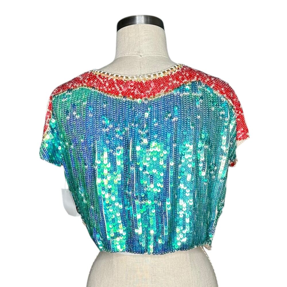 Sean Combs Sequined Multi Colorful Cropped Beaded… - image 4